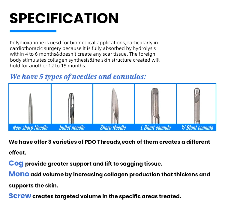 Korea Face Lifting Hilos Tensores Needle Molding Cog 3D 4D 6D Plla Pcl Eye Surgical Suture Mesh Pdo Thread Lift